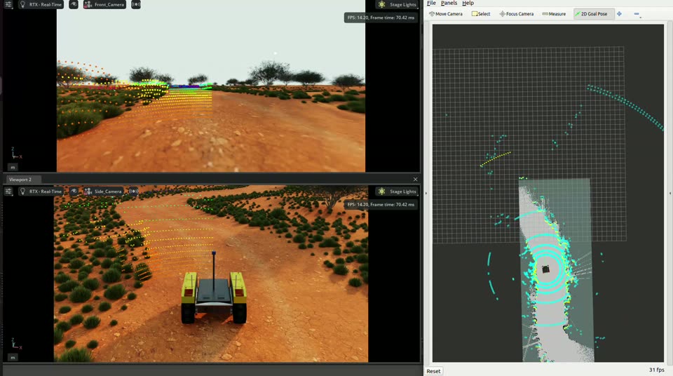 Tracked UGV running the Neuronic Ground Robotics Autonomy Box in a hardware-in-the-loop simulator