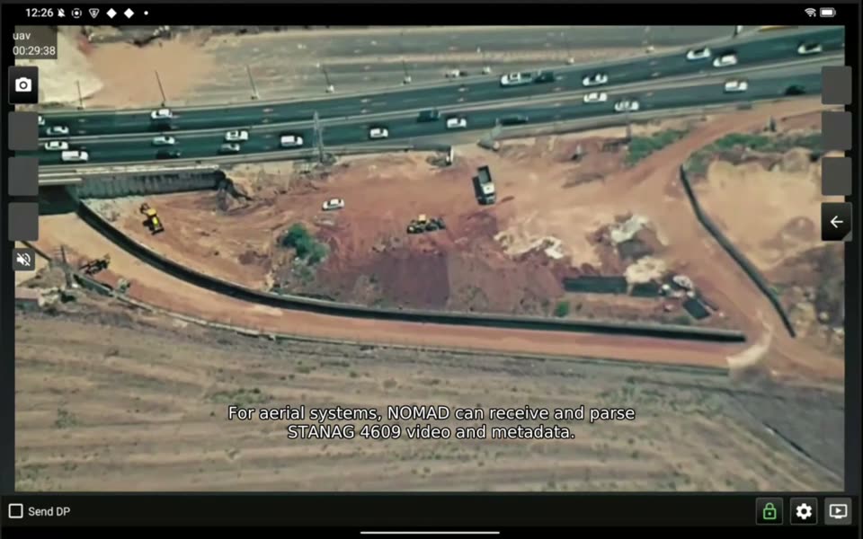 NOMAD tactical tablet coordinating a drone and a ground robot with shared targets on one map